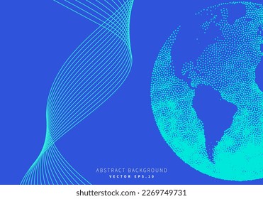 sphere with map striped line marine tone world wide communication theme modern art background use for advertisment poster website banner landing page product package design vector eps.