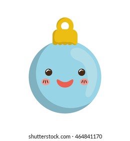 sphere merry christmas decoration cartoon icon. Isolated and flat illustration. Vector graphic