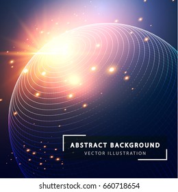 Sphere is a mesh vector structure. Geometric figures built by a grid. Technology abstract background. Futuristic technological style. Digital construction. Abstract vector illustration.