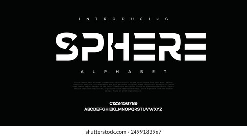 Sphere Modern abstract digital tech font. Logo creative font, type, technology, movie, digital, music, movie. Font and illustration in vector format.