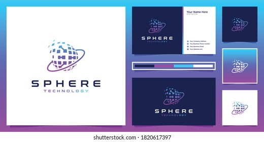 Sphere Modern Digital Artificial Intelligence Technology Logo . Logo Can Be Used For Technology, Digital, Connection, Data.