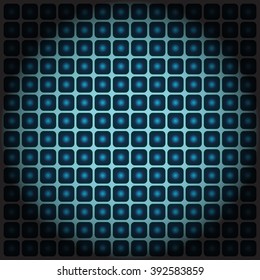 The sphere on a blue background. In the sphere there are blue rounded squares.  Vector illustration.