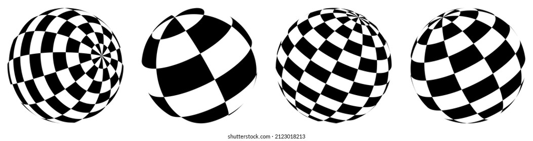 Sphere, orb, ball with squars, mosaic, tiles, checkered and chequered surface