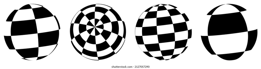 Sphere, orb, ball with squars, mosaic, tiles, checkered and chequered surface