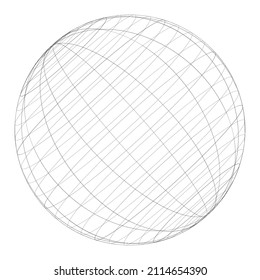 Sphere, orb, ball with wireframe, grid, mesh surface