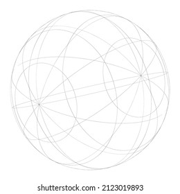 Sphere, orb, ball with wireframe, grid, mesh surface