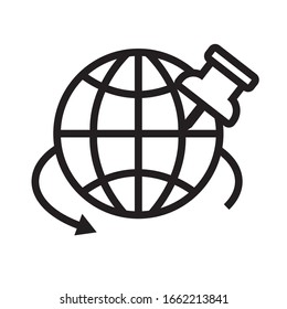sphere with paper pin line style icon vector illustration design