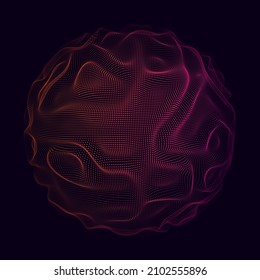 Sphere of Particles Dots Background. HUD Element. Artificial Intelligence Voice Visualization. Geometric Audio Sound Wave Visualization Vector Illustration.