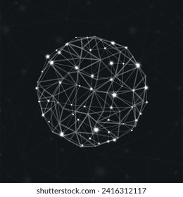 Sphere of particles and lines. Abstract polygonal shapes. Connecting points and lines. Network connection concept for your design.
