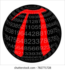 A sphere with Pi to several decimal places.