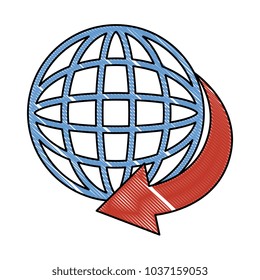 sphere planet with arrow around