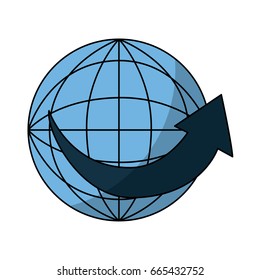 sphere planet with arrow around