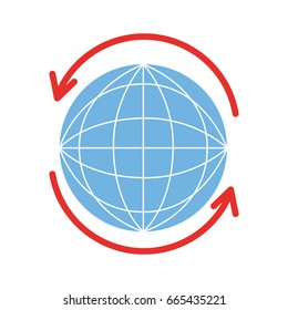 sphere planet with arrow around