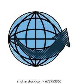 sphere planet with arrow around