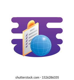 sphere planet browser with checklist vector illustration design