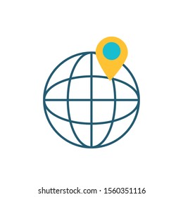 sphere planet browser with pin location vector illustration design