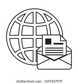 sphere planet browser with postal service vector illustration design
