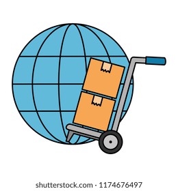 sphere planet with delivery cart