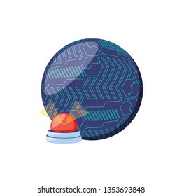 sphere planet with emergency light