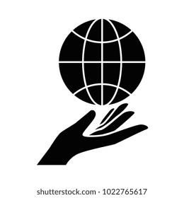 sphere planet with hand human