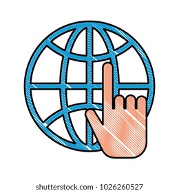 sphere planet with hand index
