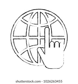 sphere planet with hand index