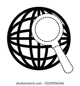 sphere planet with magnifying glass