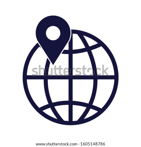 sphere planet with pin location isolated icon vector illustration design