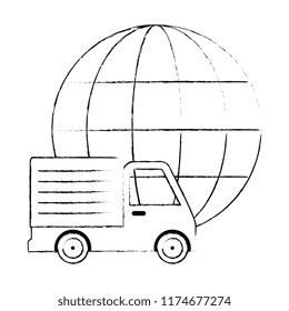 sphere planet with truck