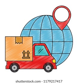 sphere planet with truck