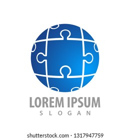 Sphere puzzle logo concept design. Symbol graphic template element 