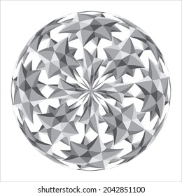 Sphere with a pyramid pattern along the surface design element. Vector illustration