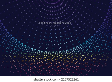 sphere with radius in particle with gradient violet to red on navy blue can be use for product label brochure template technology advertisement product presentation package vector eps.