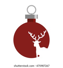 sphere reindeer deer merry christmas celebration decoration icon. Flat and Isolated design. Vector illustration