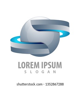 Sphere ribbon in 3D style concept design. Symbol graphic template element 