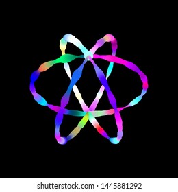 Sphere from rings. Isolated on black background.Vector colorful illustration. No gradient.