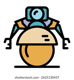 Sphere robot icon. Outline sphere robot vector icon color flat isolated
