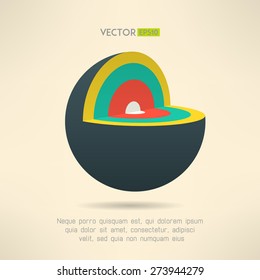 Sphere section icon in colorful design. Circle layers infographics element. Vector illustration.