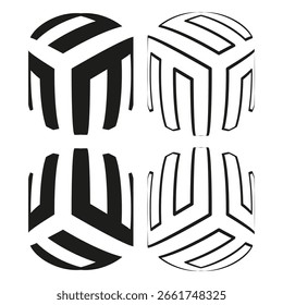 Icono de segmento de esfera. Forma de panel curvado. Vector geométrico del globo. Diseño de malla 3D. EPS 10.