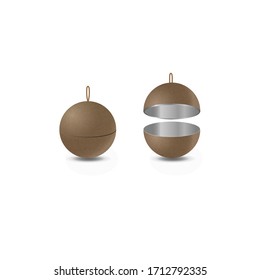 Sphere shaped creative packaging. Steel  ball with craft wrapping