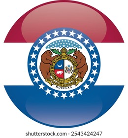 Sphere shaped printable vector flag of the United States of America federal state of MISSOURI