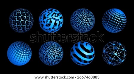 Sphere shield abstract energy decorated Vector spheres. Technology and futuristic globe shells. Dome barrier technology vector set