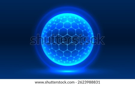 Sphere shield with hexagon, cyber protect ball. Vector illustration