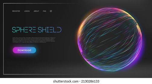 Sphere shield protect in abstract style. Virus protection bubble. Sphere lines technology background. Magic orb vector illustration.