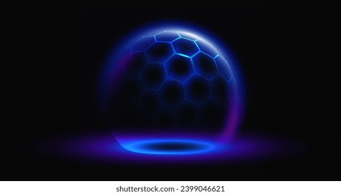 Sphere shield protect in abstract style. Virus protection bubble. Sphere lines technology background. Magic orb vector illustration.