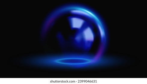 Sphere shield protect in abstract style. Virus protection bubble. Sphere lines technology background. Magic orb vector illustration.