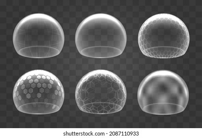 Sphere Shield. Protected Globe, Energy Spherical Forcing Element, Spheric Protection Forced Space For Insurance Cyber Security Technology Concepts, Transparent Protective Dome, Vector Illustration