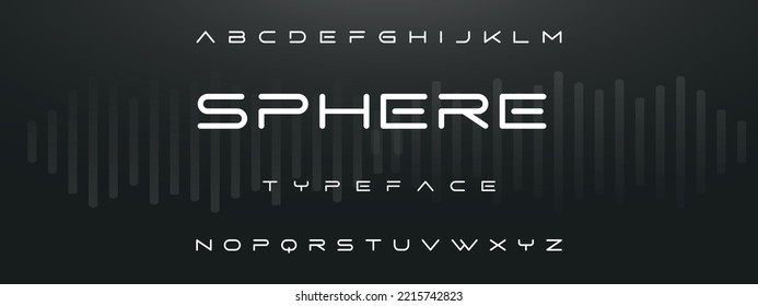 SPHERE Sports contiene un juego mínimo de letras de letra tecnológicas. Tipo vectorial de lujo para compañía. Diseño del logotipo de tipos de letra para juegos modernos.