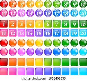 Sphere and square glass icon set.