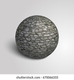 Sphere from a stone. Stone sphere. The texture of the stone. Vector illustration